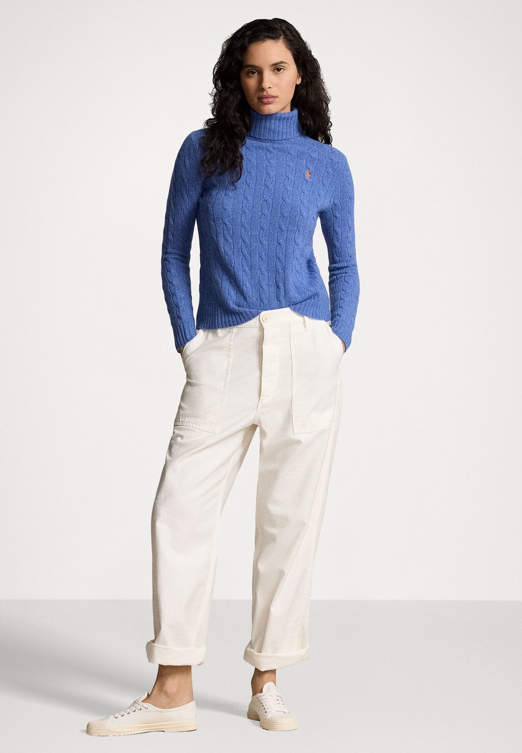 

Вязаный свитер WOOL CASHMERE CABLE ROLL NECK JUMPER Ralph Lauren, синий