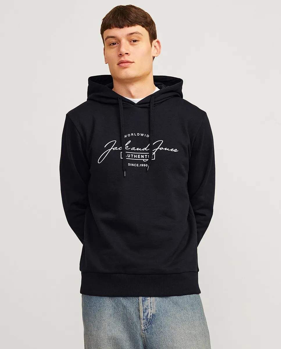 

Мужская толстовка с капюшоном, длинными рукавами и логотипом спереди Jack & Jones, белый