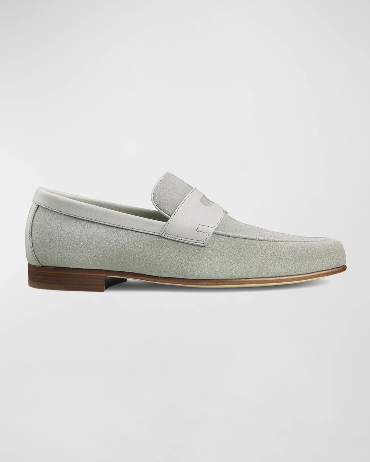 

Мужские пенни-лоферы из мягкой замши John Lobb, цвет Mist