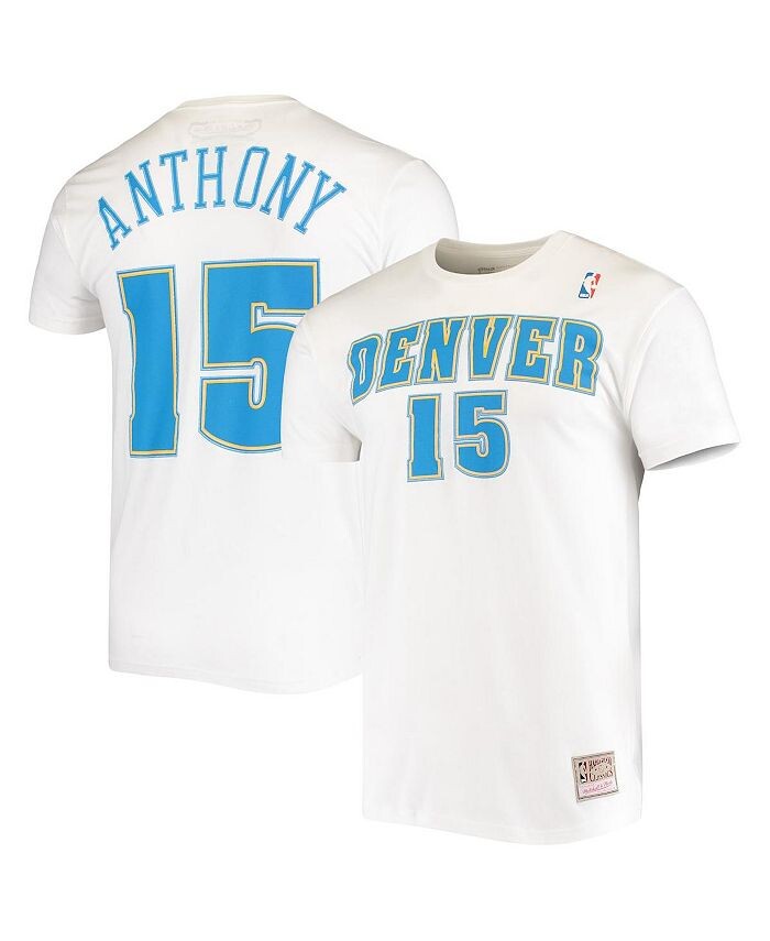 

Мужская футболка Carmelo Anthony White Denver Nuggets Hardwood Classics с вышивкой имени и номера Mitchell & Ness, белый