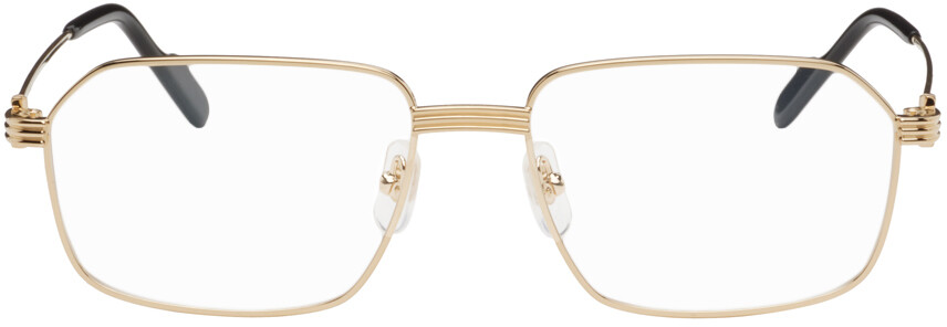 

Золотые квадратные очки Cartier, цвет Gold/Gold transparent