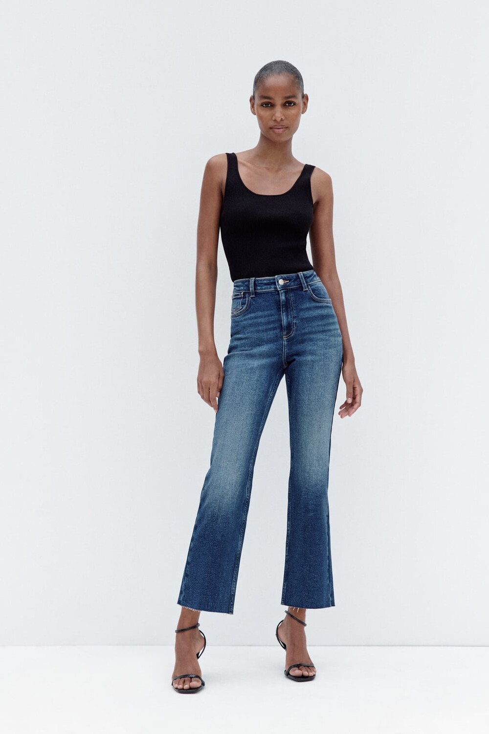 

Мини-расширенные джинсы z1975 с высокой посадкой ZARA, синий