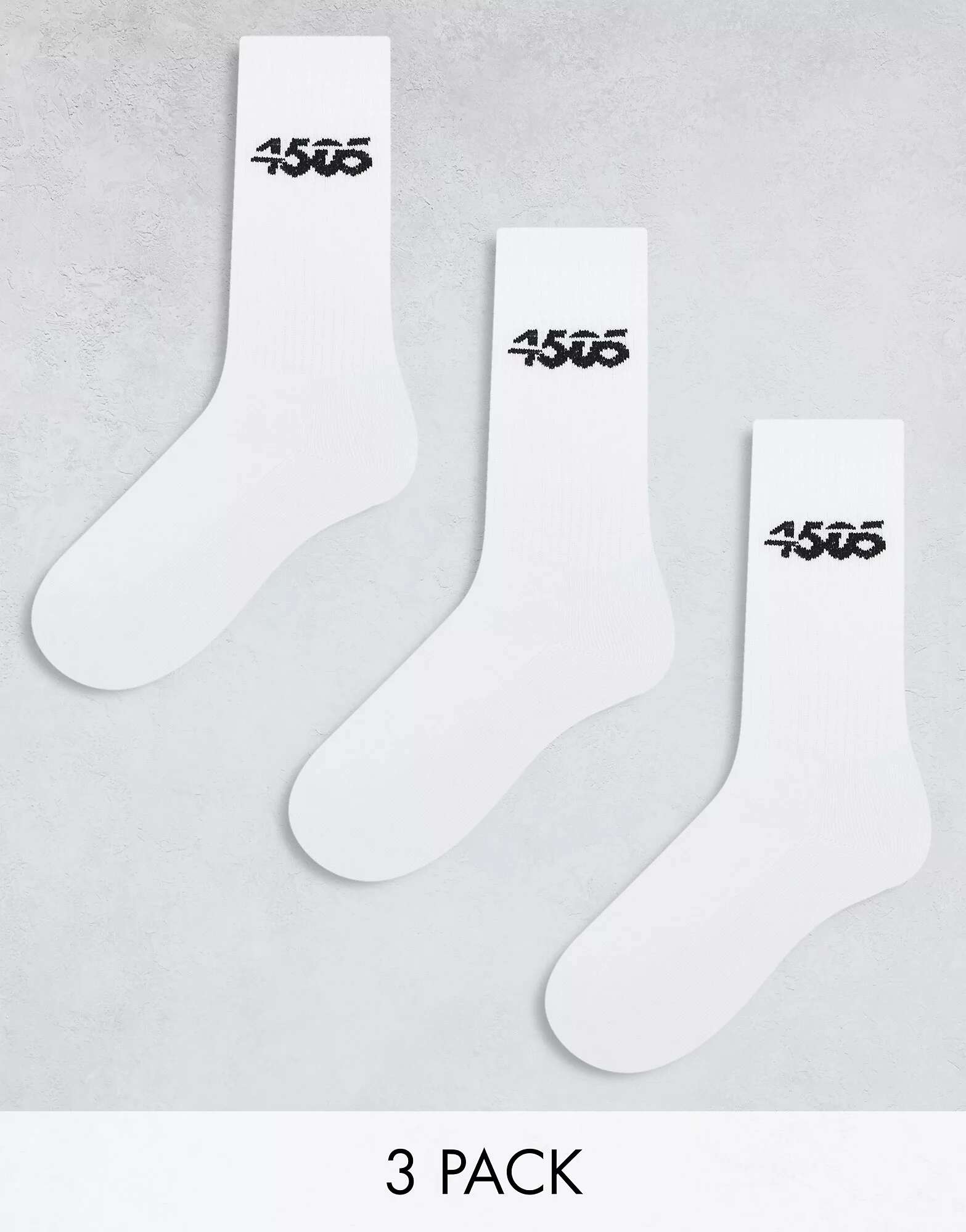 цена Три пары спортивных носков ASOS белого цвета