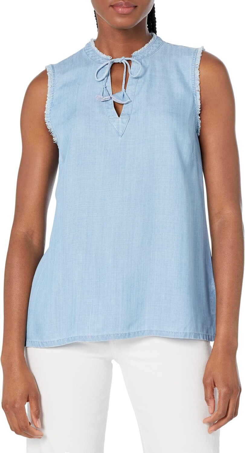 

Топ без рукавов из шамбре на весь день Tommy Bahama, цвет Light Storm Wash
