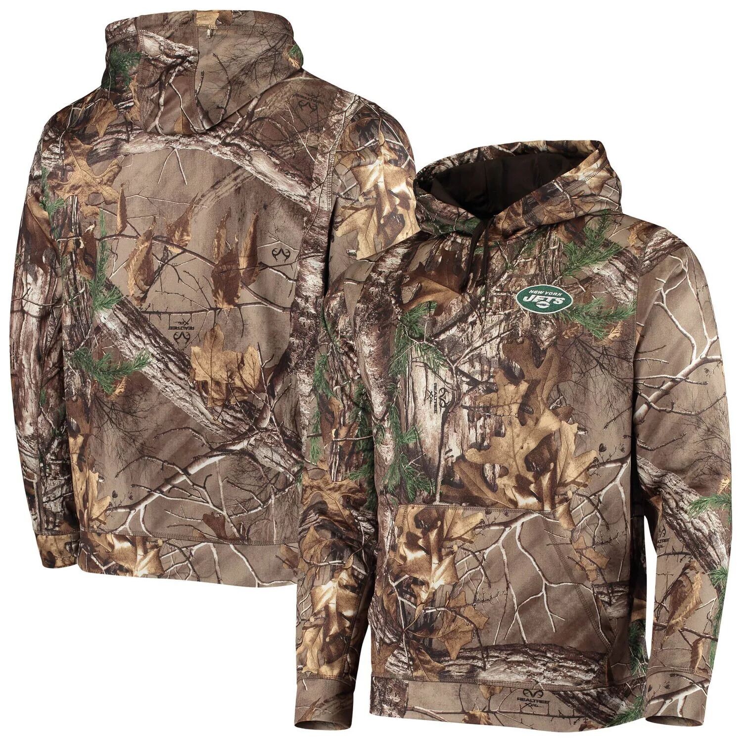 

Мужской флисовый пуловер с капюшоном Dunbrooke Realtree Camo New York Jets Circle Champion Tech