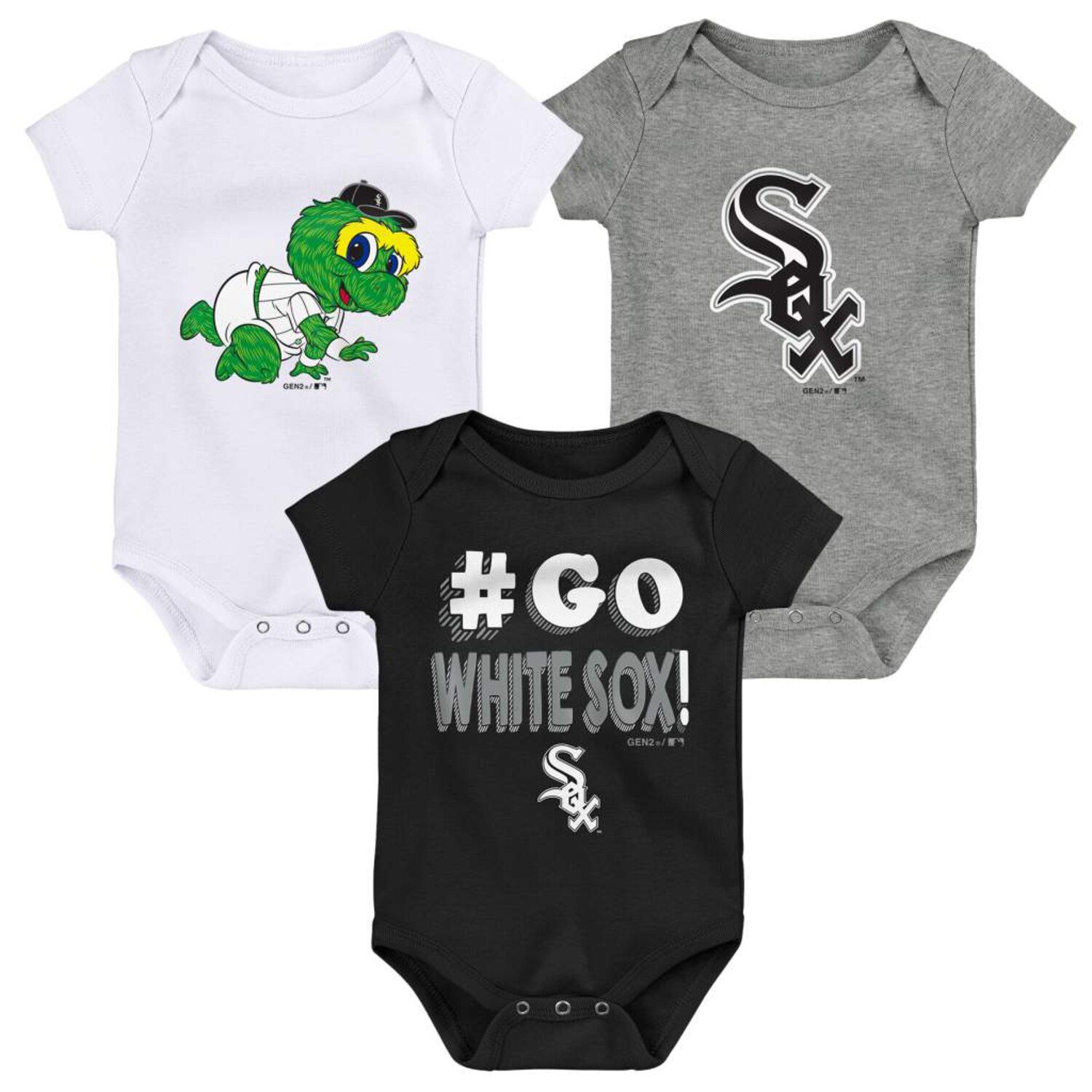 Набор из трех боди для младенцев, черный/белый/серый Chicago White Sox Born To Win Outerstuff