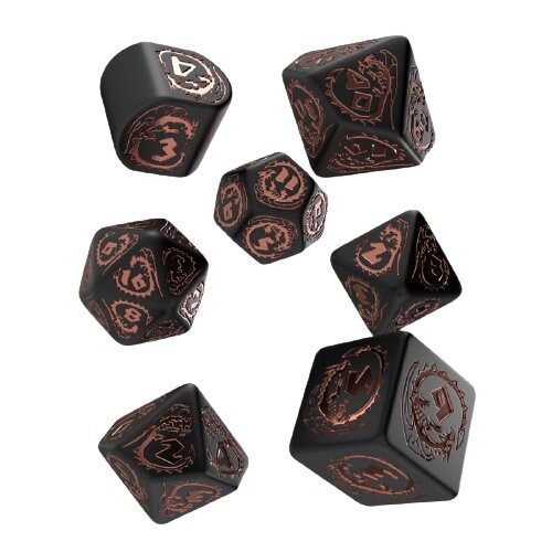 

Набор кубиков Dragon Modern RPG из 7 черных и медных кубиков, настольная игра, Q-WORKSHOP