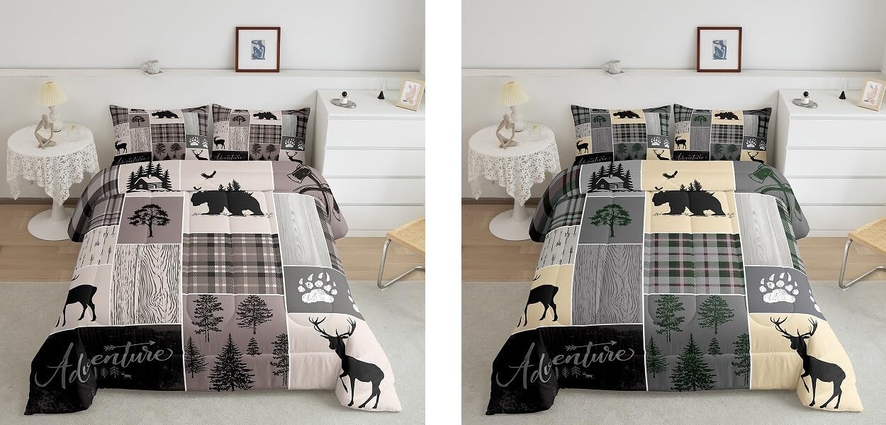 

Erosebridal, 6 предметов, одеяло Bear Deer + 4 наволочки, размер Queen