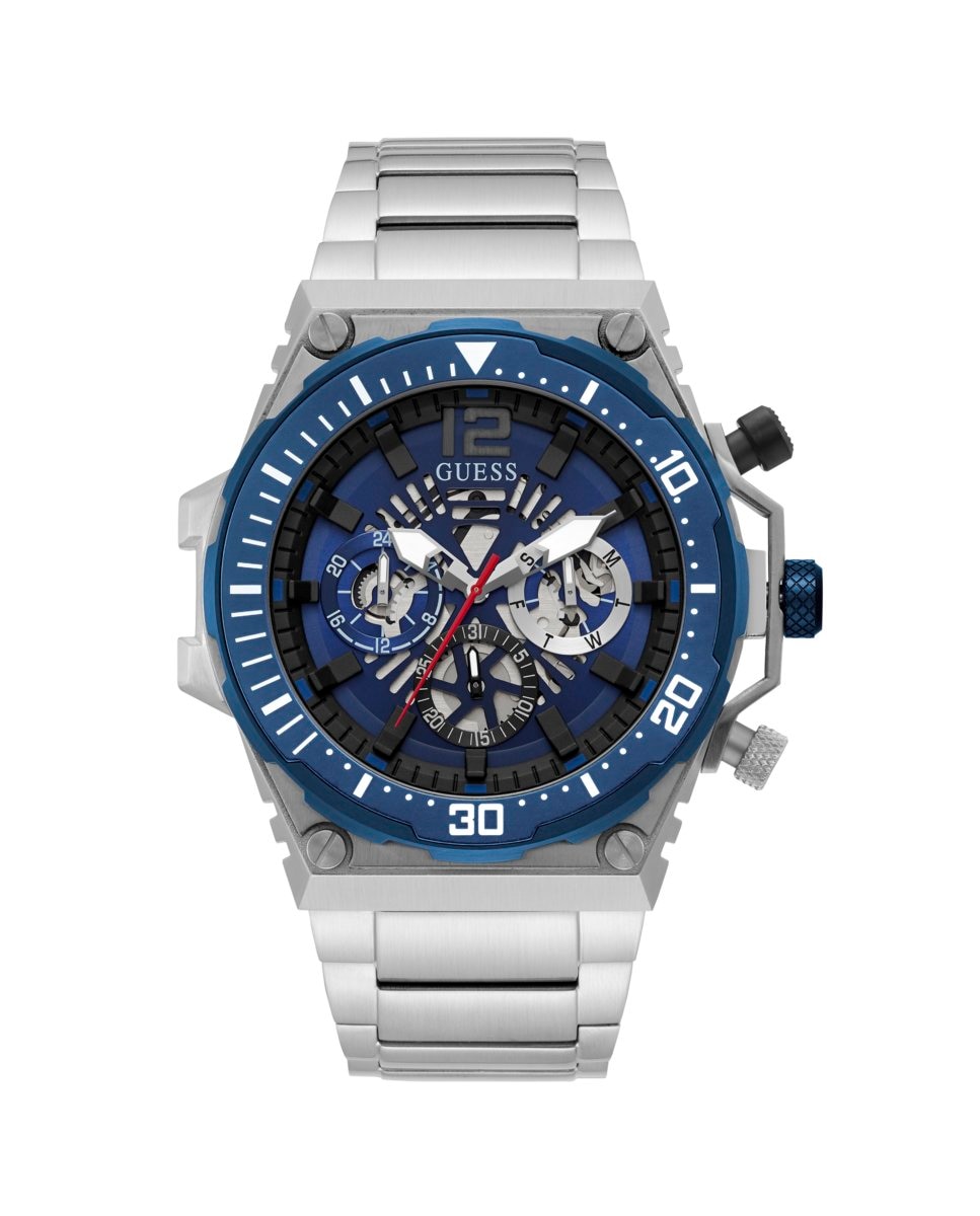 Мужские часы Exposure GW0324G1 со стальным и серебряным ремешком Guess, серебро
