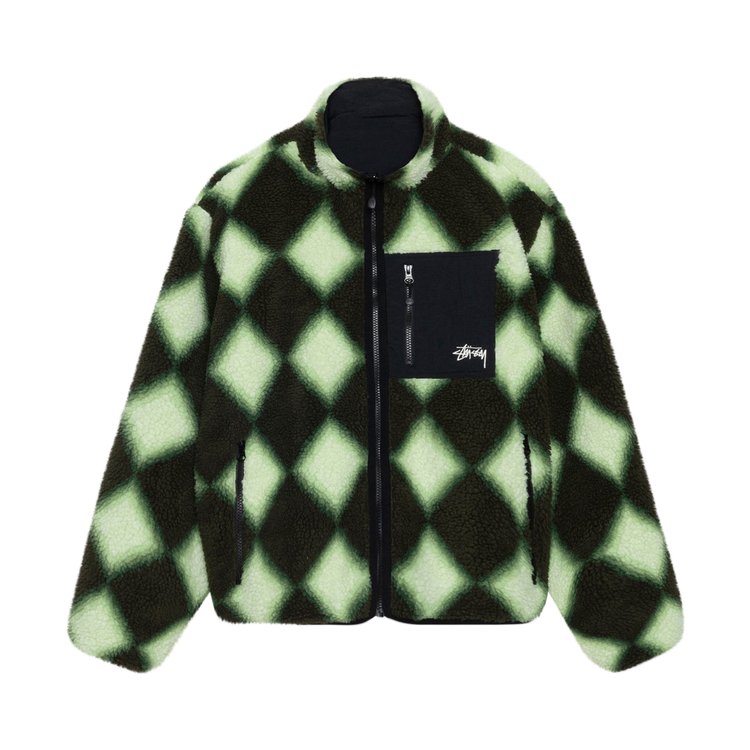 Куртка Stussy Sherpa Reversible 'Green', зеленый