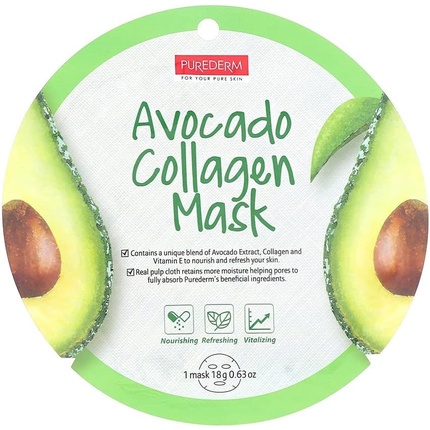 Коллагеновая маска из авокадо, Purederm силиконовый чехол авокадо из авокадо на honor 30i