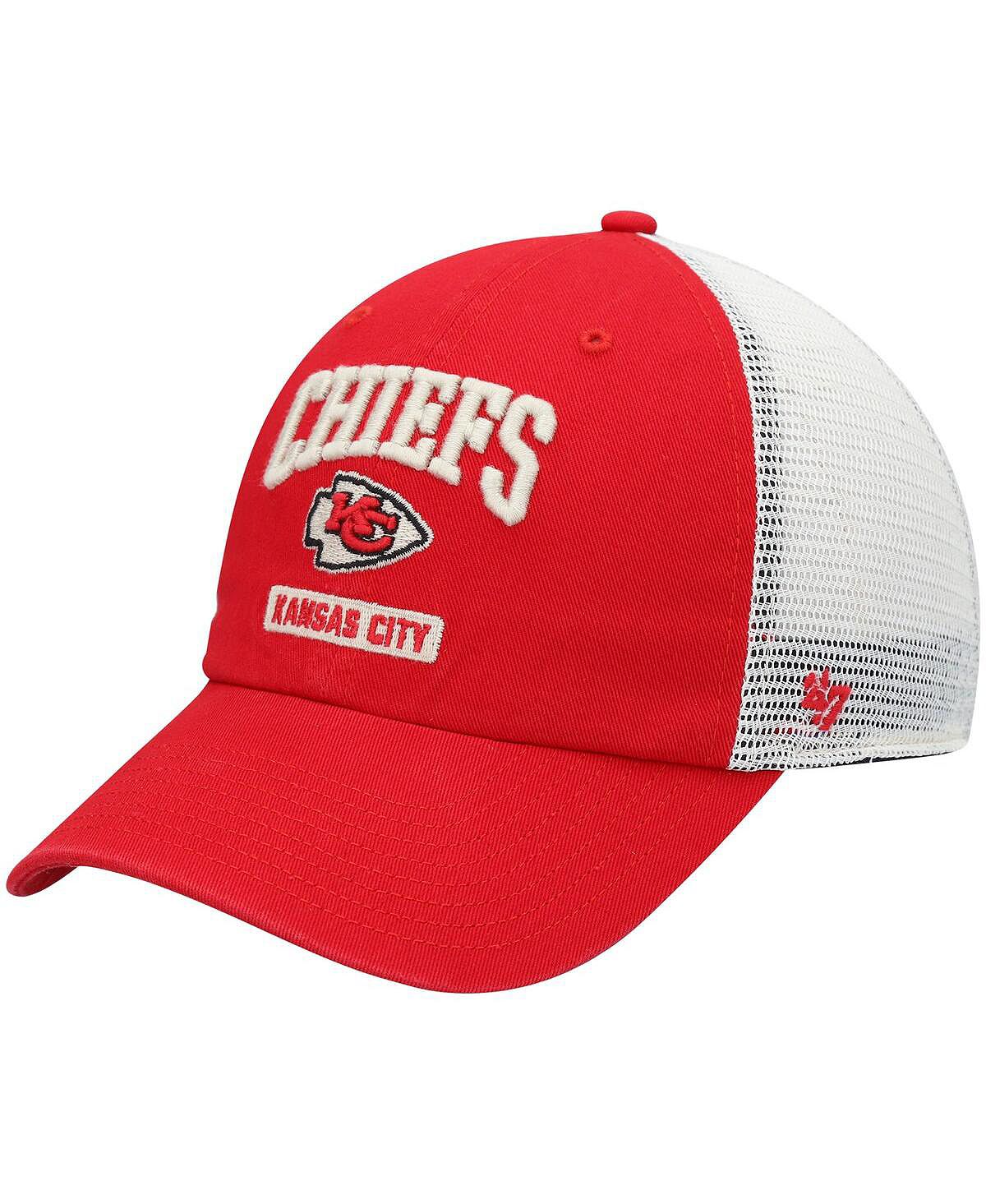 

Мужская красно-белая кепка Kansas City Chiefs Morgantown Trucker Clean Up Snapback '47 '47 Brand