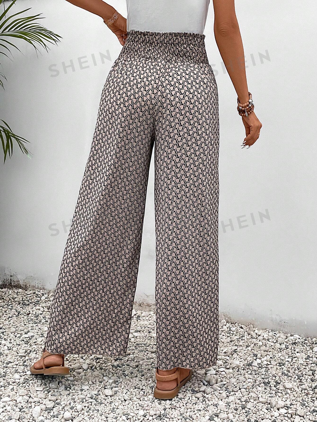 цена SHEIN Frenchy женские широкие брюки с завышенной талией и складками, многоцветный