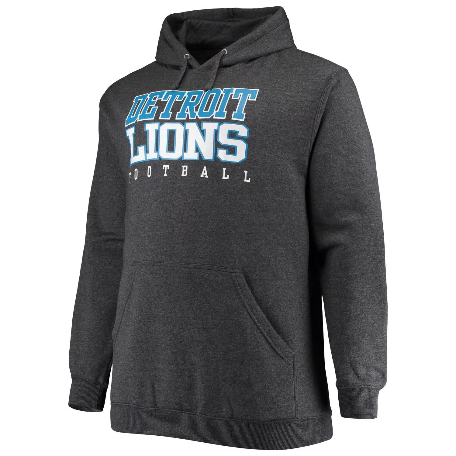 

Мужской фирменный темно-серый пуловер с капюшоном Detroit Lions Big & Tall Practice Pullover Fanatics