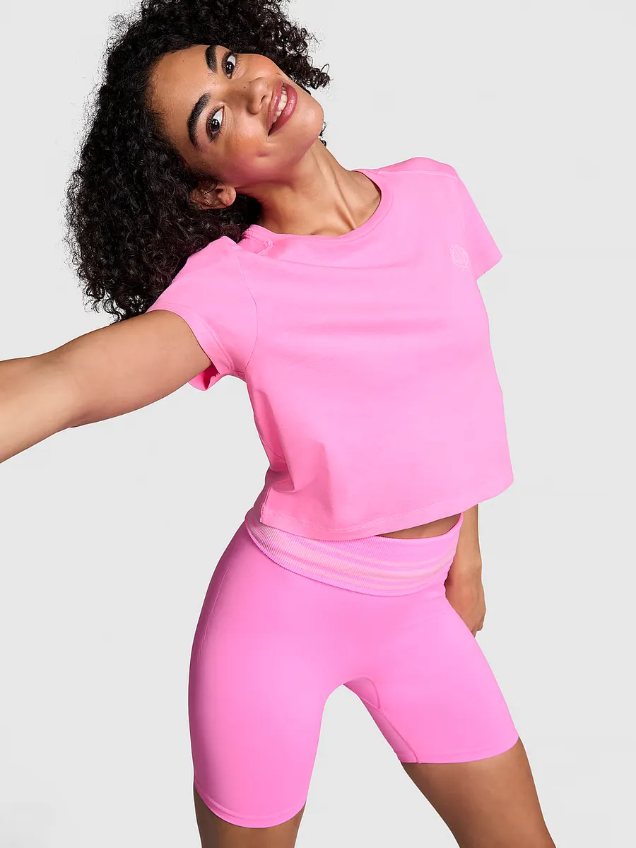 

Укороченная хлопковая футболка Dreamer Pink, цвет Lola Pink Shell Graphic