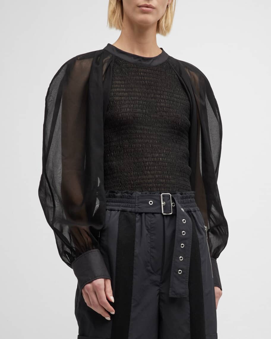

Прозрачный присборенный топ с длинными рукавами 3.1 Phillip Lim