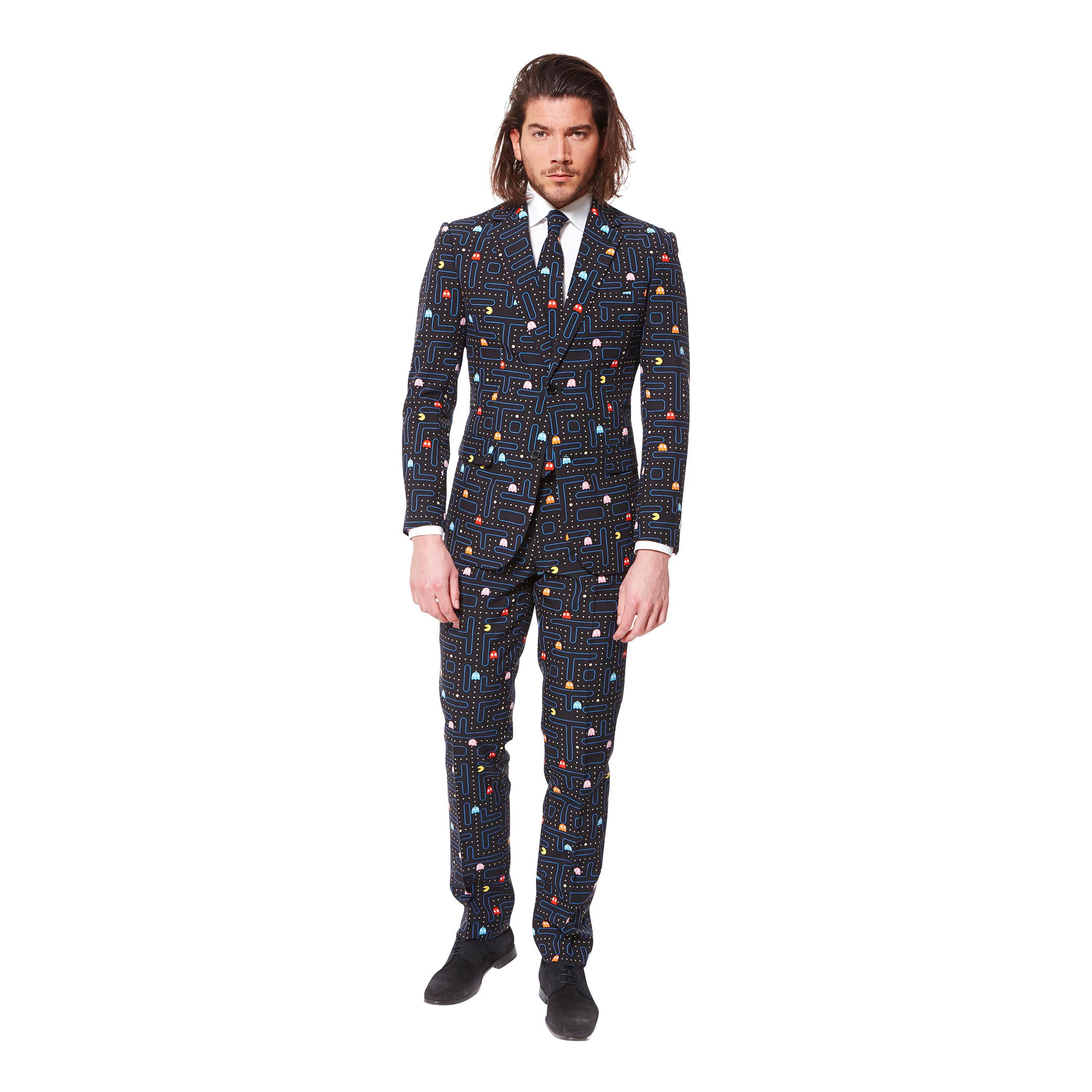 Мужской облегающий костюм и галстук Pac-Man OppoSuits, синий цена и фото
