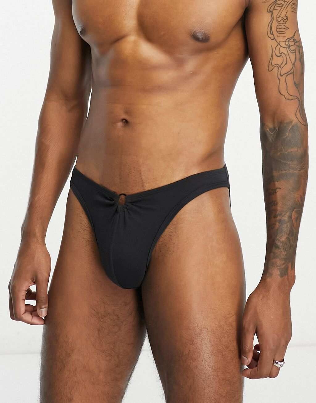 

Черные трусы из джерси с кольцом спереди ASOS DESIGN