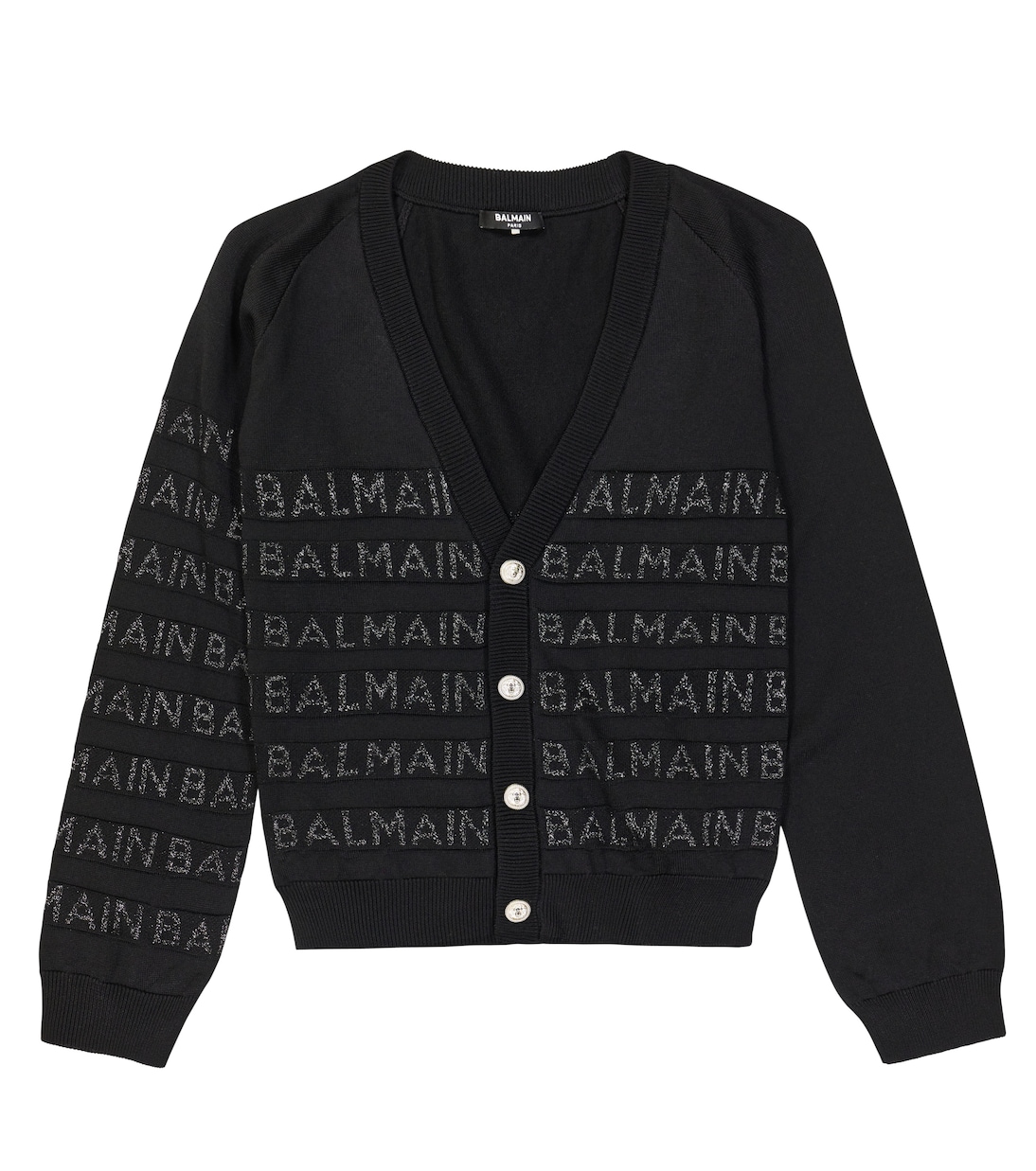 

Кардиган из смесового хлопка с логотипом и люрексом Balmain, черный