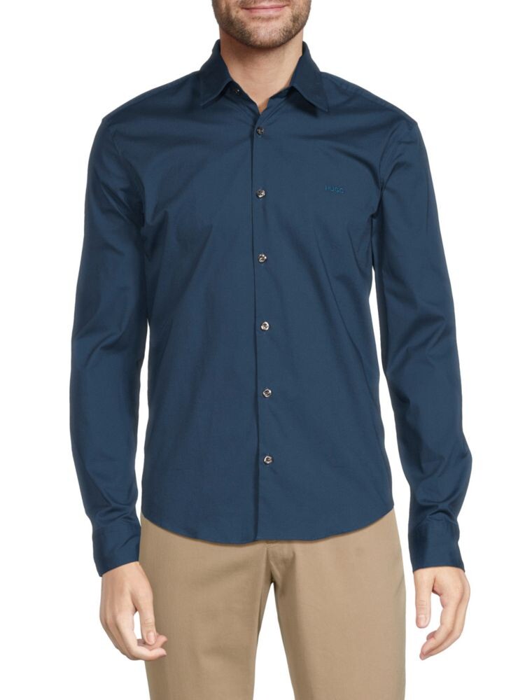 

Повседневная рубашка на пуговицах Ermo Slim Fit Hugo, темно-синий