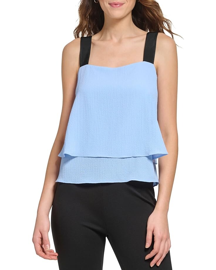 

Блуза DKNY Sleeveless Contrast Strap Crepe, синий