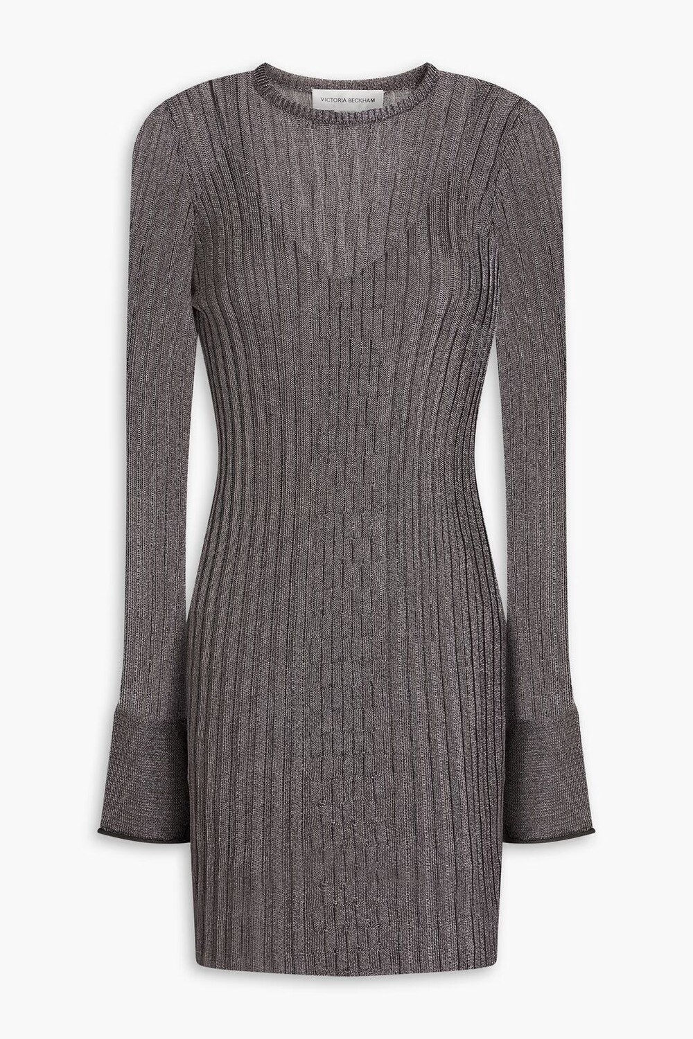 

Мини-платье крючком в рубчик металлизированной вязки Victoria Beckham, бронза