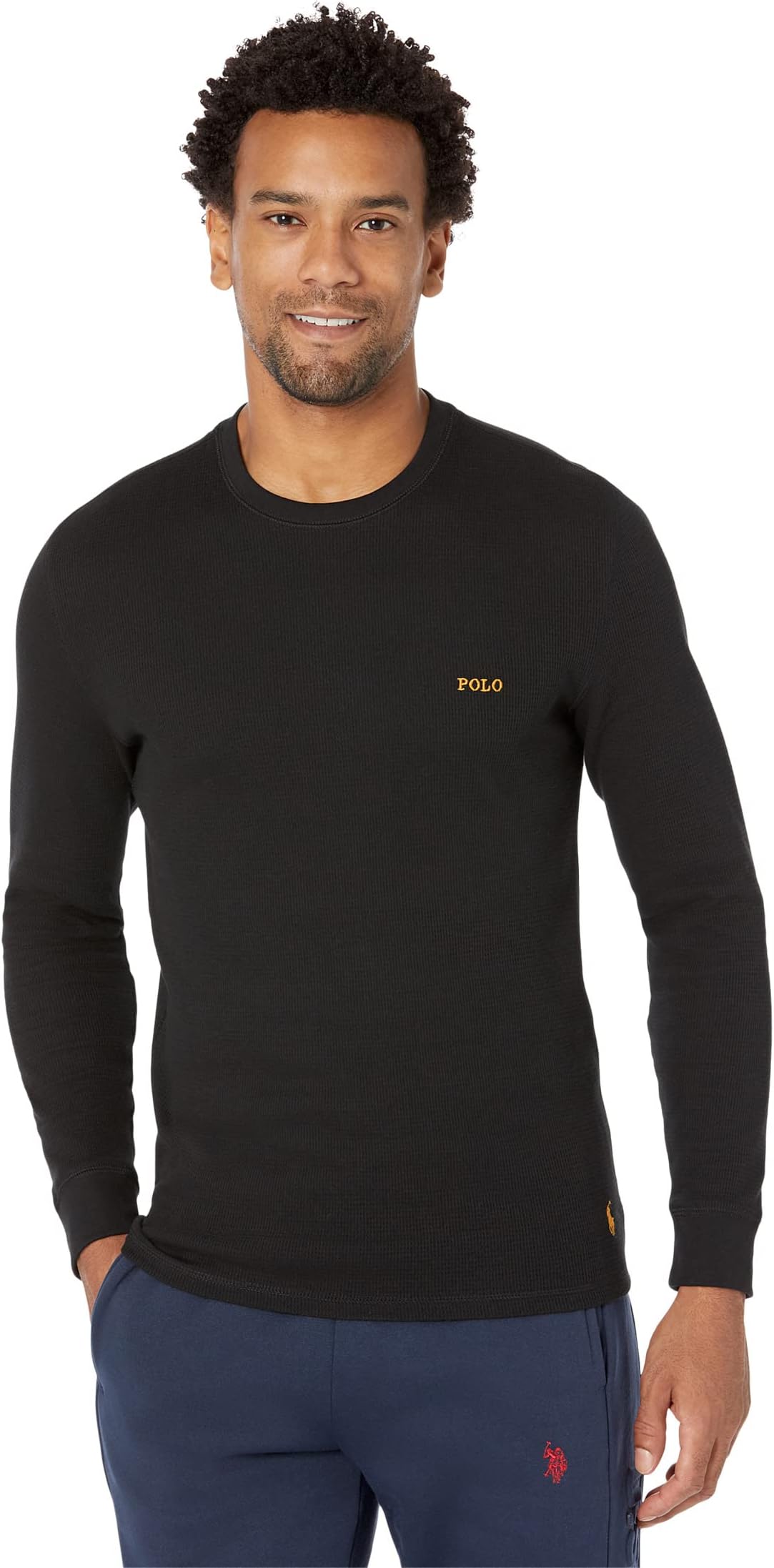 Вафельный свитер с длинными рукавами Polo Ralph Lauren, цвет Polo Black Golden Ochre Logo/PP кошелек zelda golden tri force logo pouch