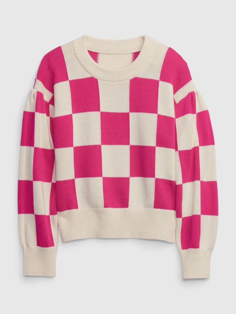 

Детский клетчатый свитер Gap, розовый