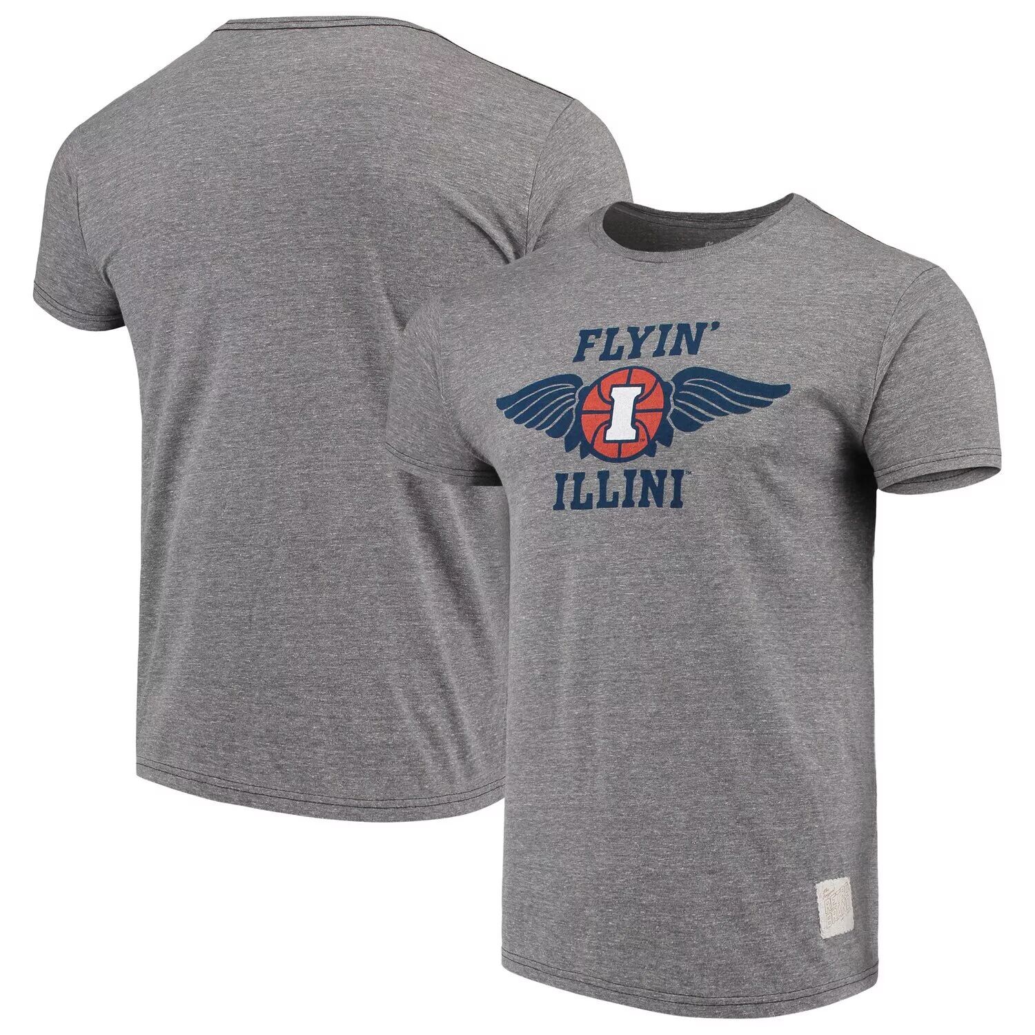 

Мужская оригинальная брендовая ретро-серая футболка Illinois Fighting Illini Team, винтажная футболка из трех смесей, Серый