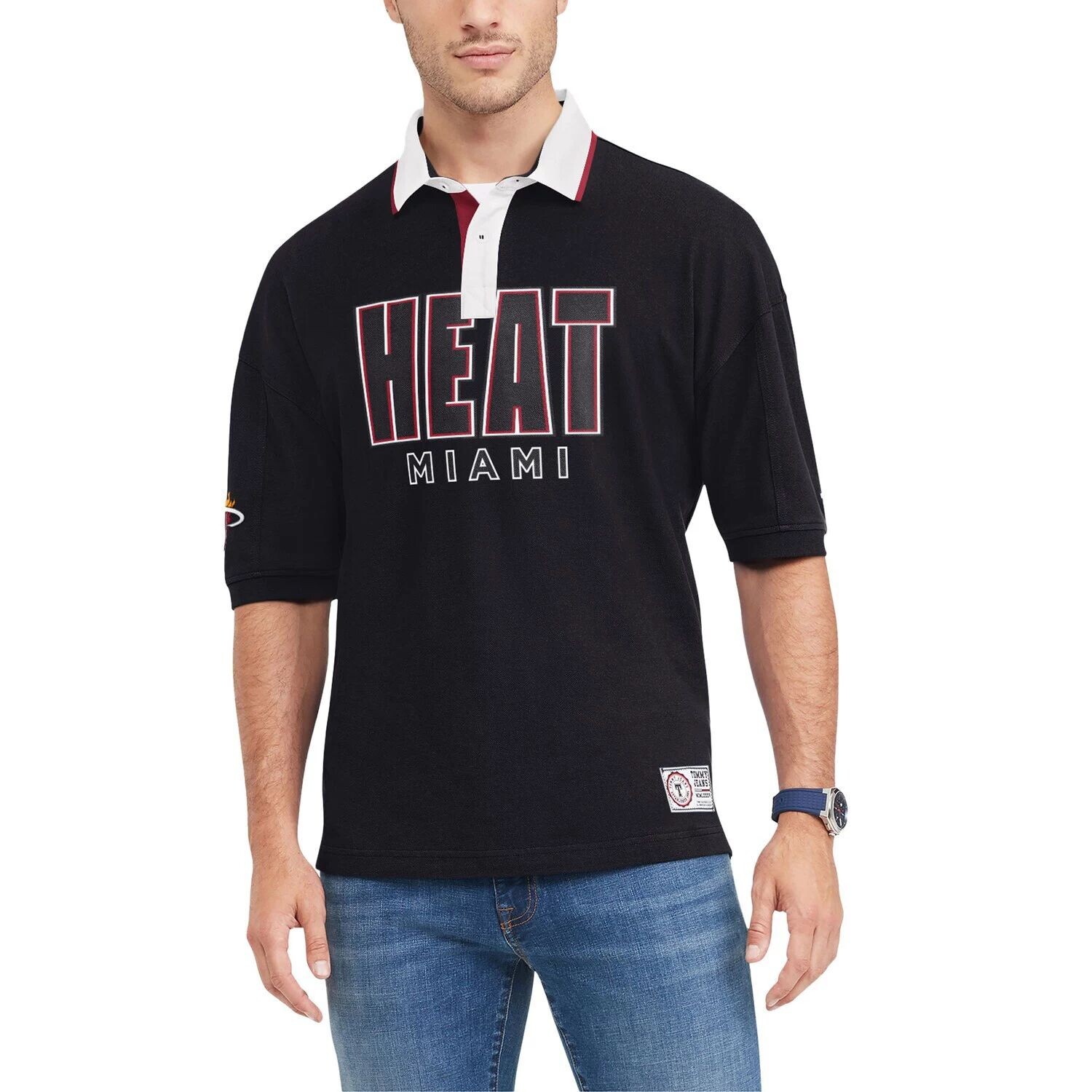 

Мужские джинсы Tommy Jeans черные Miami Heat Stanley Pique Polo, Черный