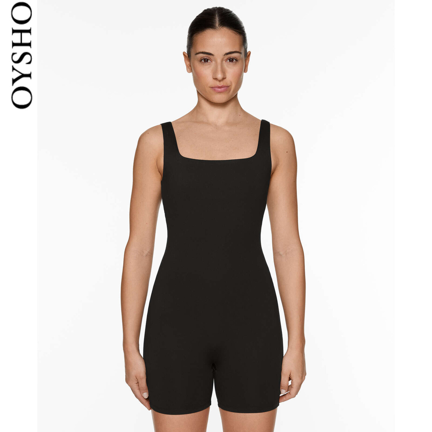 

Комбинезон спортивный Oysho с короткими лямками, черный