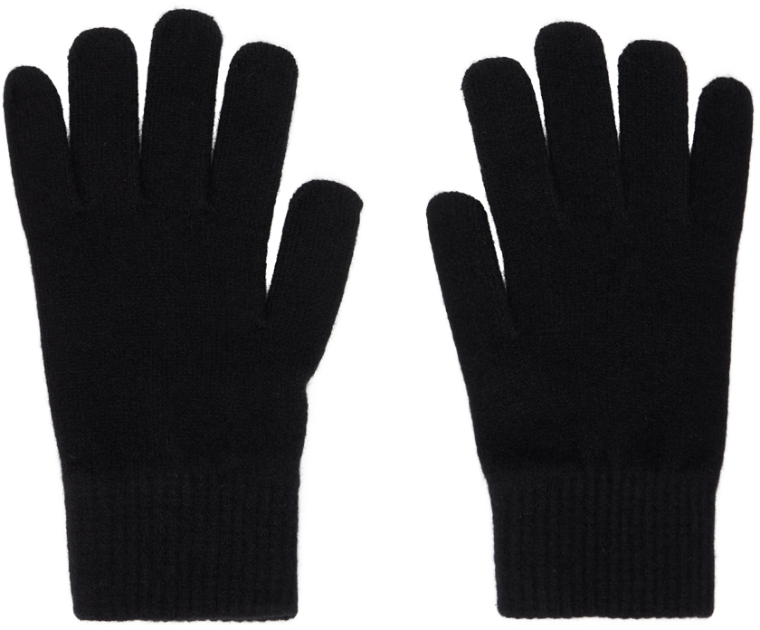 Черные перчатки с вышивкой Yves Salomon