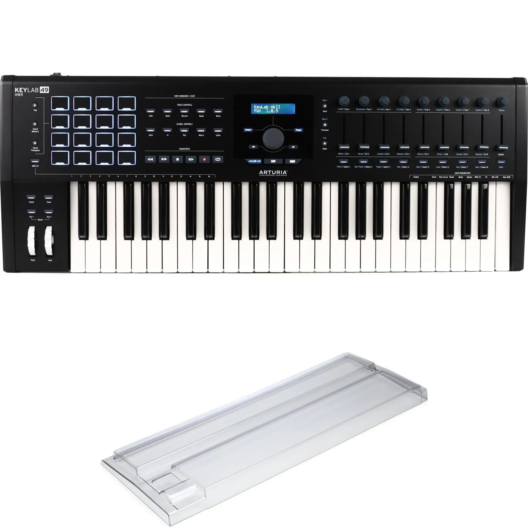 

Arturia KeyLab 49 MkII 49-клавишный контроллер клавиатуры с крышкой Decksaver — черный