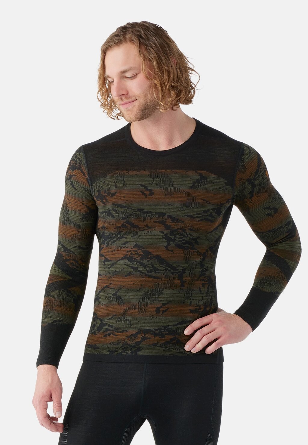 

Свитер Intraknit Thermal Merino Base Layer Pattern Crew Smartwool, цвет winter moss mountain