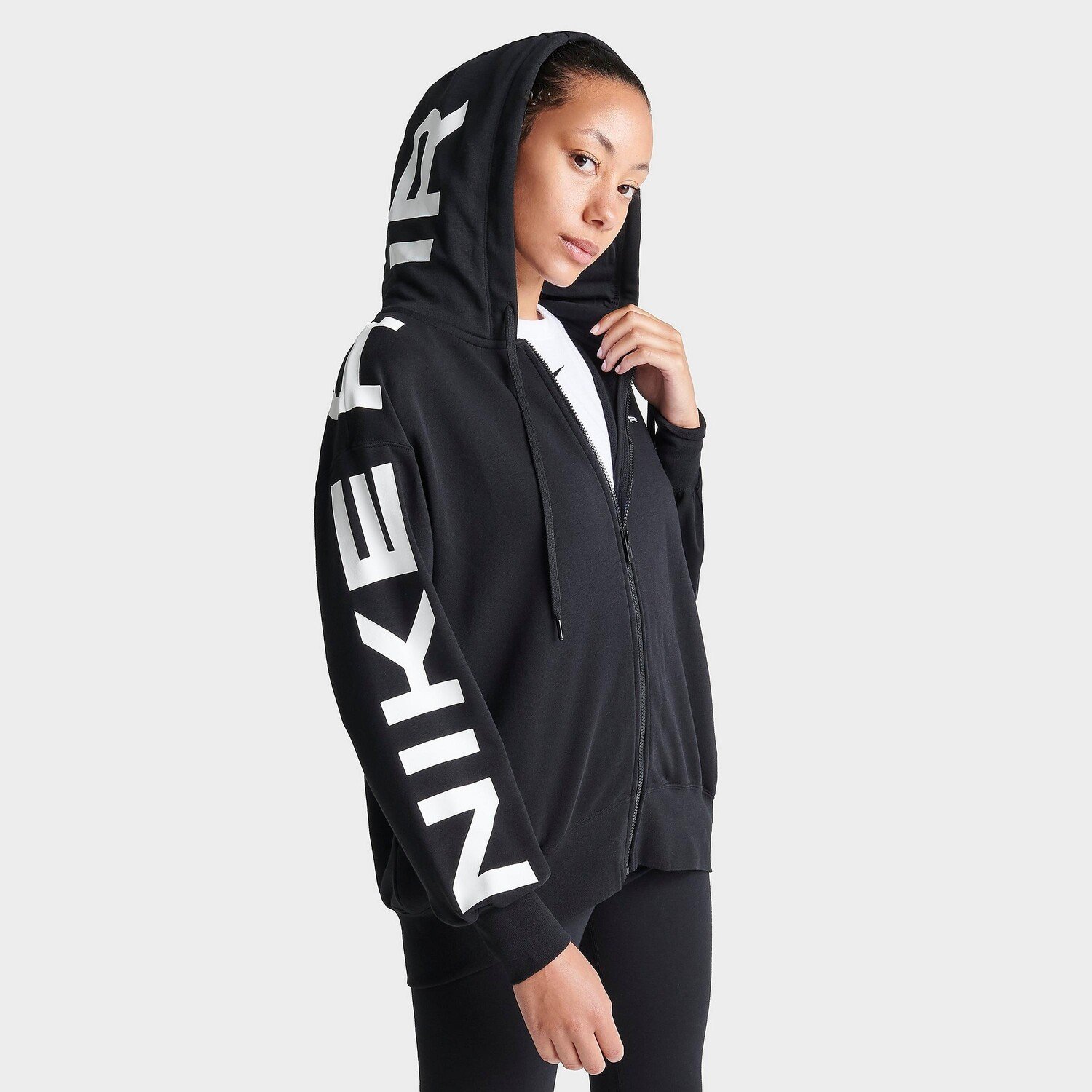 

Женская объемная толстовка с молнией во всю длину Nike Sportswear Air Fleece, черный
