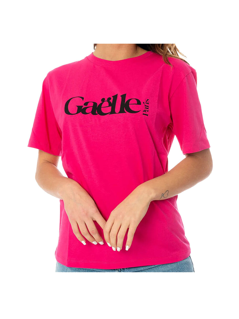 

Женская футболка цвета фуксии с логотипом Gaelle Paris