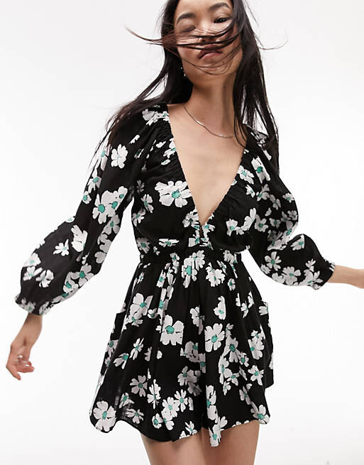 

Комбинезон с длинными рукавами и эластичным шлейфом Topshop