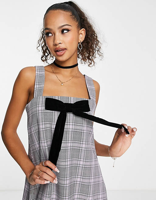

Платье мини в клетку с бантом Miss Selfridge