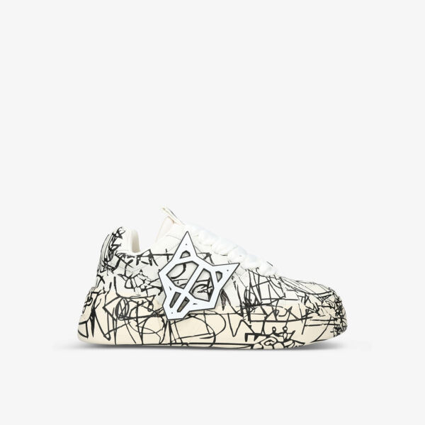 

Кожаные низкие кеды kosa scribble с узором Naked Wolfe, черный