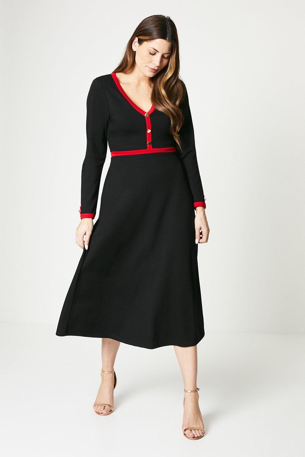 цена Платье миди Aline из джерси Ponte с контрастной окантовкой Wallis, черный