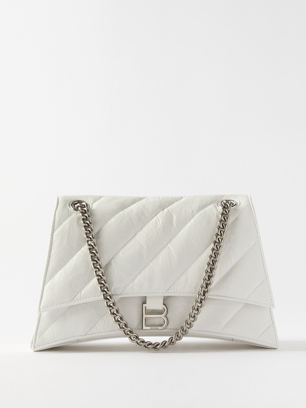

Стеганая сумка на плечо crush m из мятой кожи Balenciaga, белый