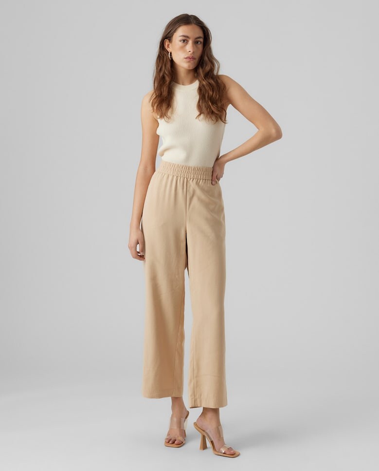 

Свободные женские брюки на резинке на талии Vero Moda, бежевый