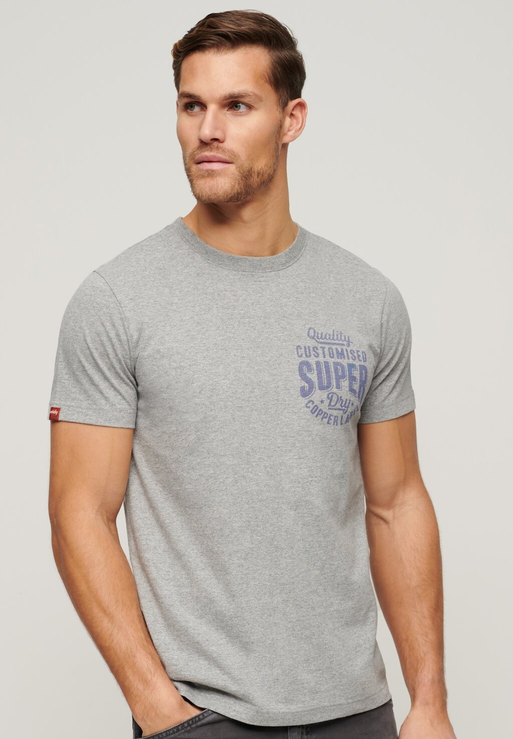 

Футболка с принтом COPPER LABEL CHEST GRAPHIC Superdry, цвет ash grey marl