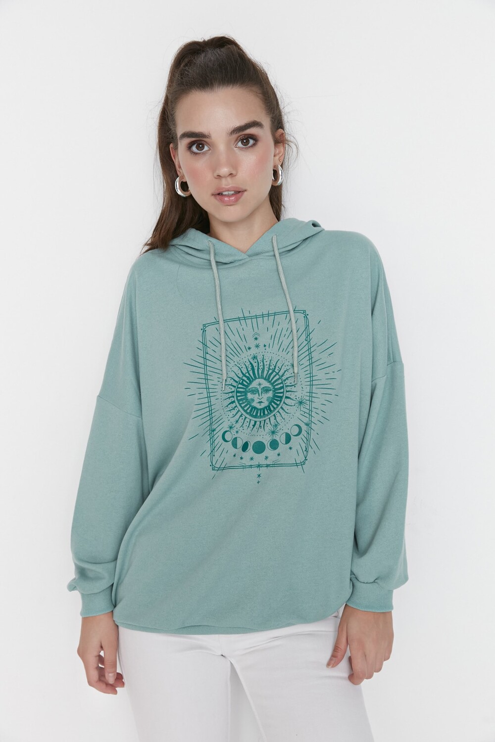 

Толстовка - Зеленый - Oversize Trendyol, зеленый