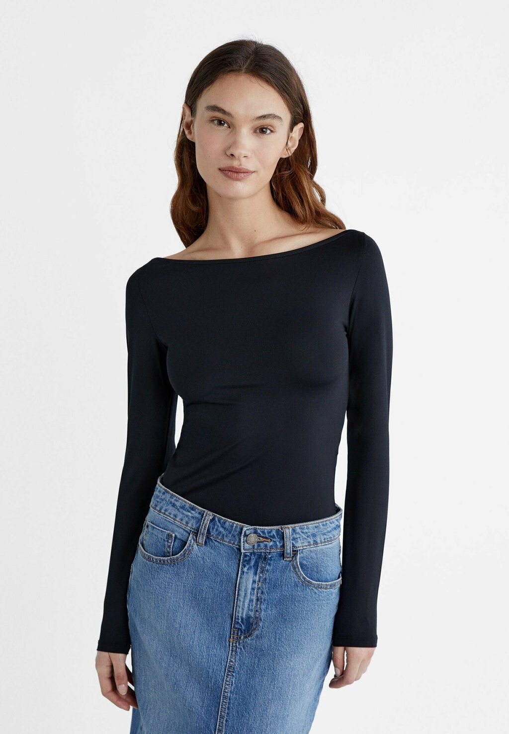 

Блузка с длинными рукавами Stradivarius, черный