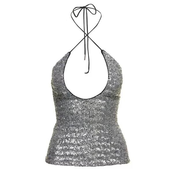

Футболка alyx' -colored top with criss cross neckline The Attico, серебряный