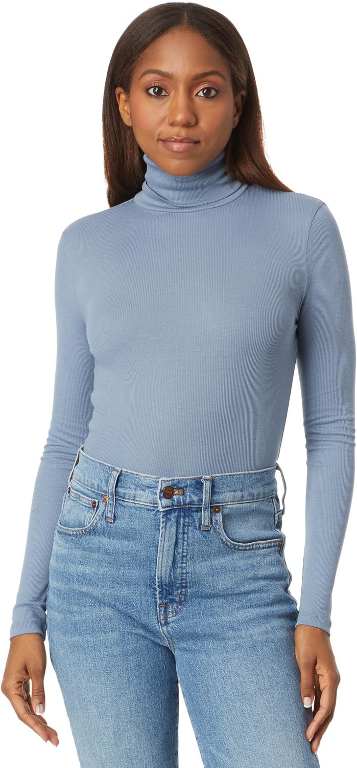 

Укороченный топ с воротником в контрастную полоску Madewell, цвет Teapot Blue