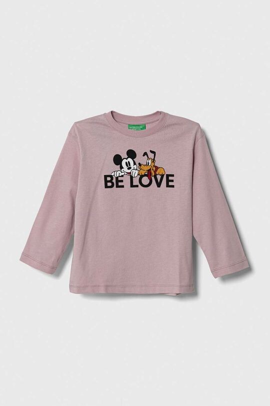 

Детская хлопковая футболка с длинными рукавами United Colors of Benetton x Disney, розовый