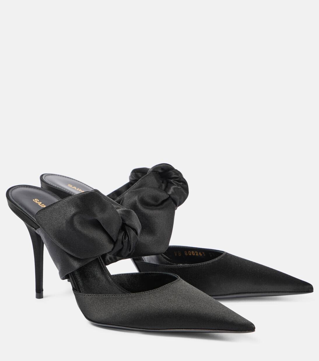 

Атласные мюли Barbara 90 Saint Laurent, цвет black/black