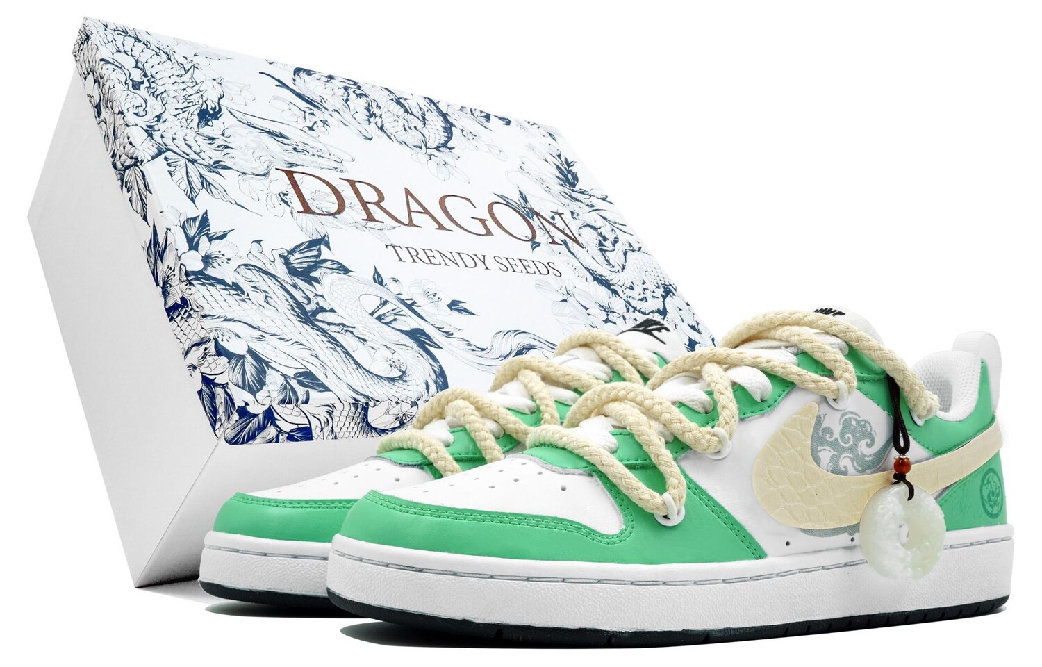 

Кроссовки Nike Court Borough Skateboarding Shoes Women's Low-top Green, белый